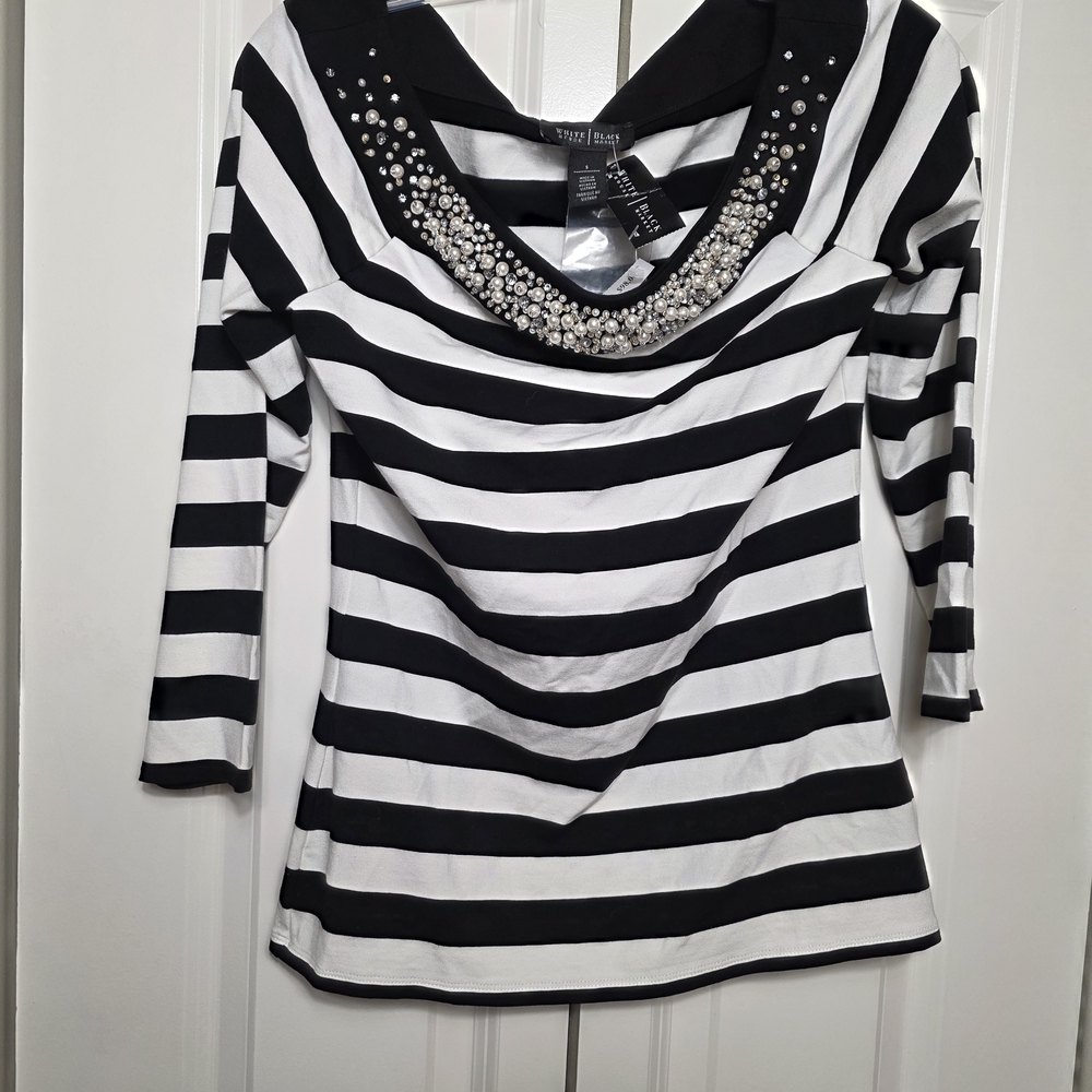 Striped Black and White Women's Top